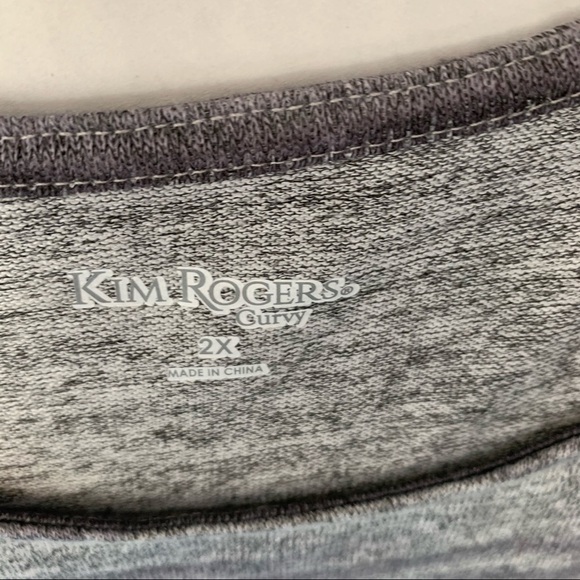 Kim Rogers Curvy 2X Gray Ombre Long Sleeve Stretchy Blouse. - Picture 3 of 5